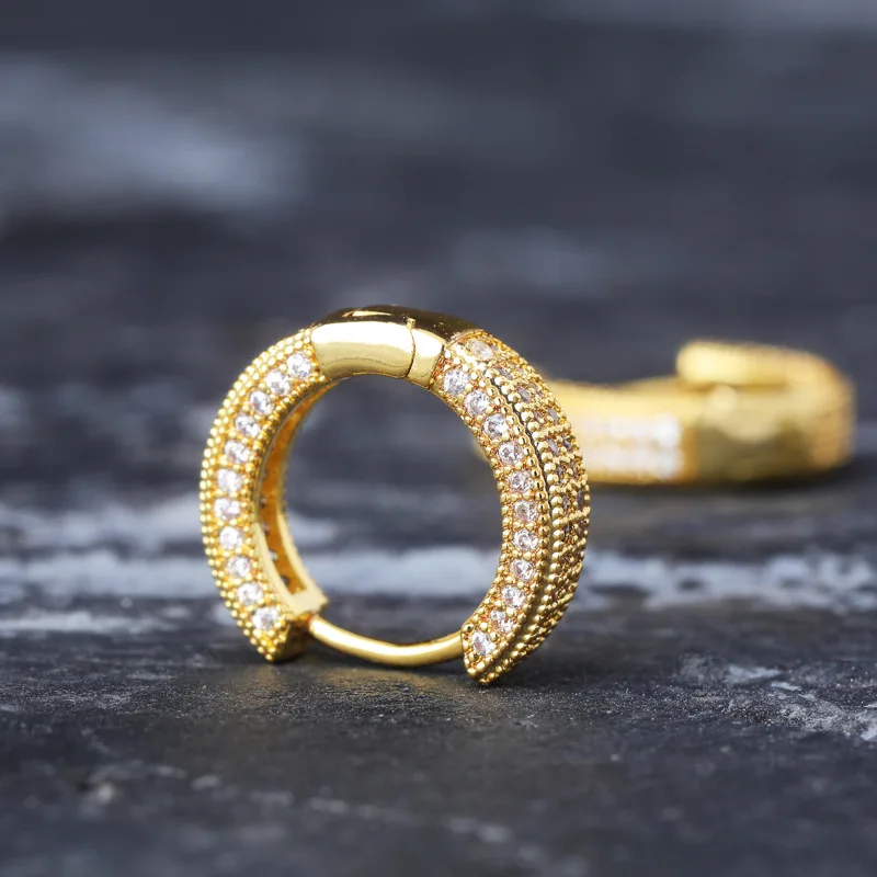 

Brass Round Stud Iced Out Hip Hop Earring Bling For Men Jewelry