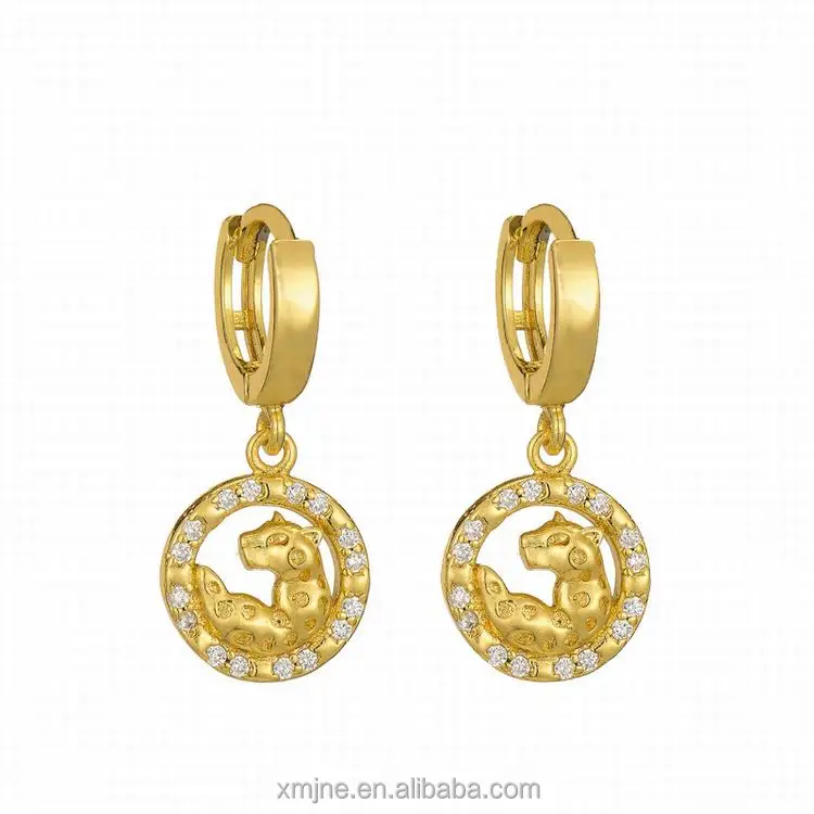 

European And American Ins Wind Retro Leopard Earrings Female Copper Micro-Inlaid Zircon Gold Temperament Earrings