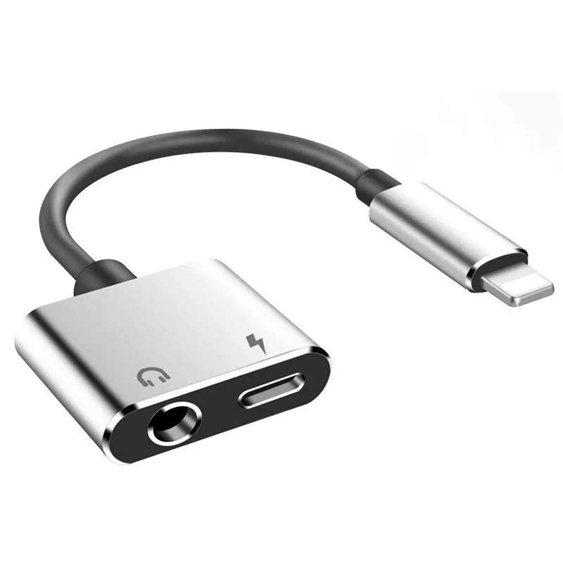 

New design metal 2 in 1 usb type-c to audio adapter cable 3.5mm jack headphone for apple, Black sliver