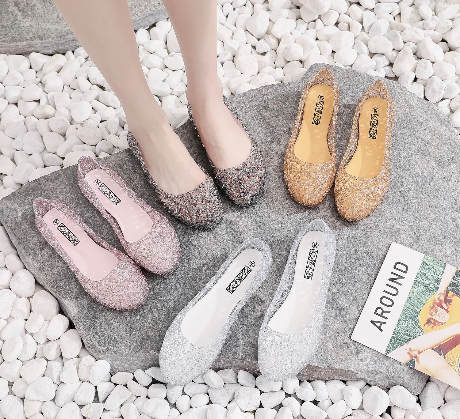 

Ready stock girls glass dress crystal jelly sandals princess fashion wear party dancing shoes