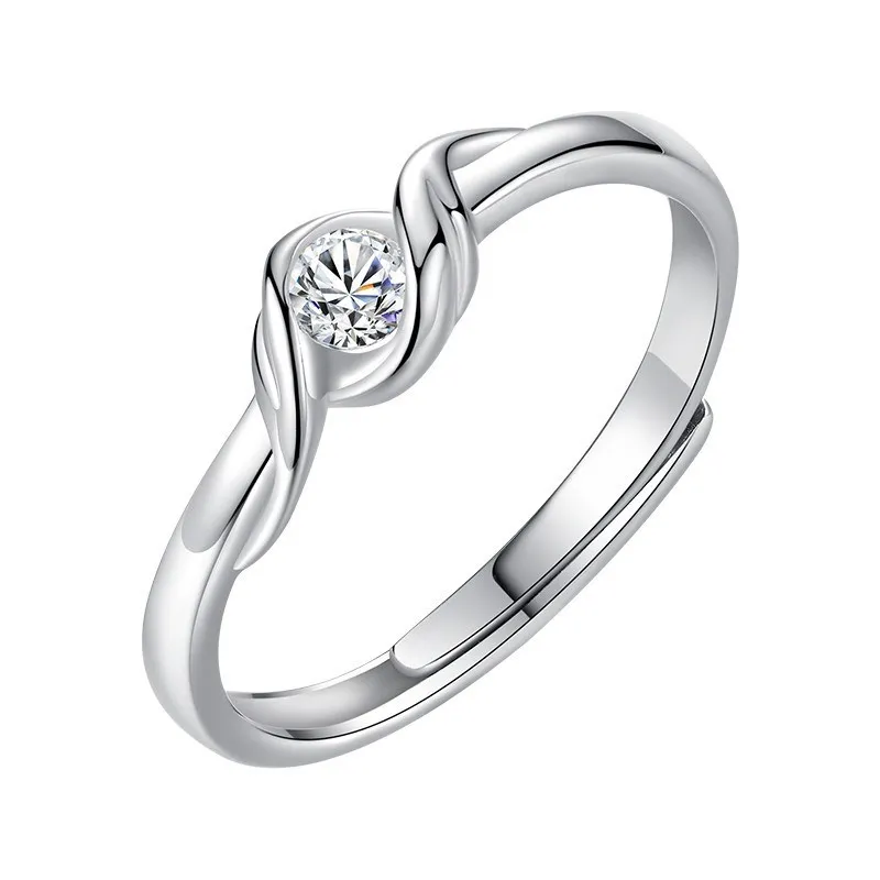 

Excellent Classic Fashion Sliver Jewelry Adjustable Clear CZ 925 Sterling Silver Rings Women