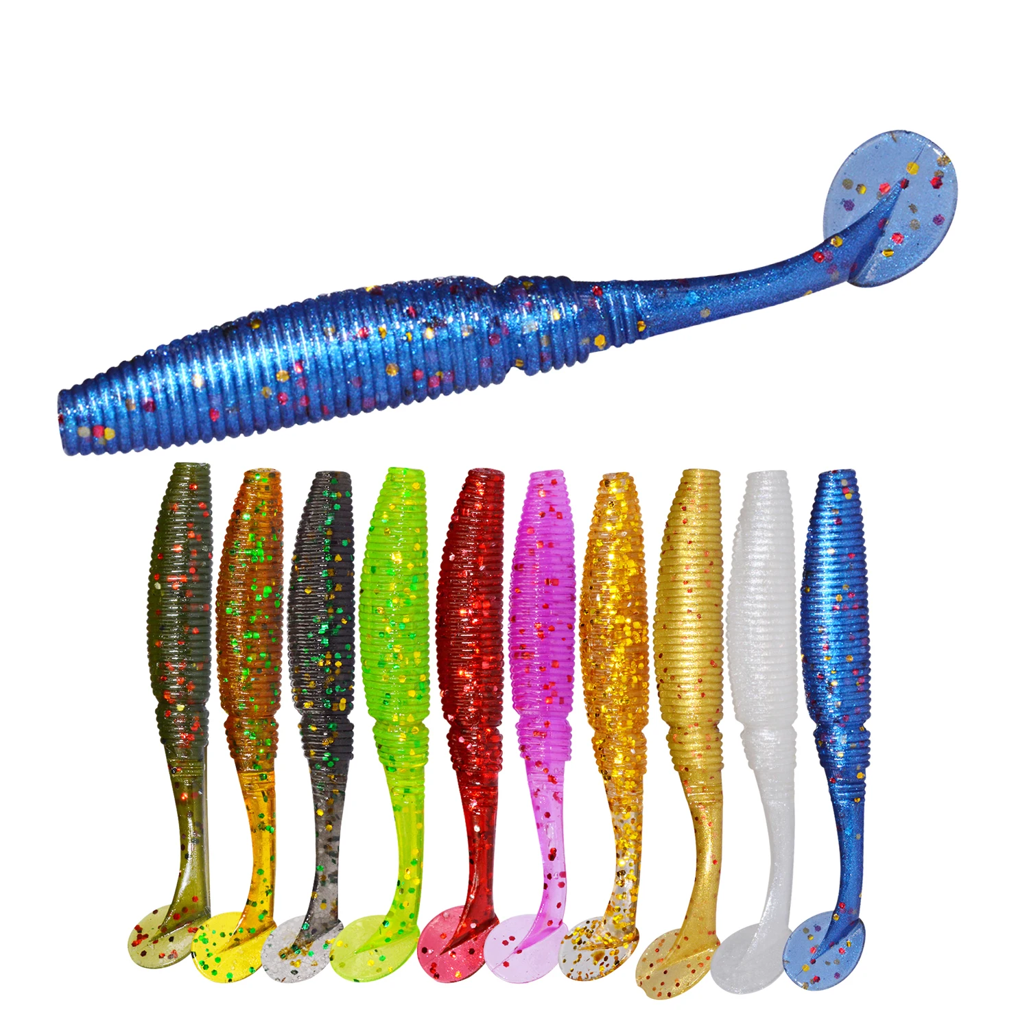 

Fishing lures Small T Tail Soft Lure 50mm 1g 15pcs Custom wholesale soft plastic bait, 10 colors
