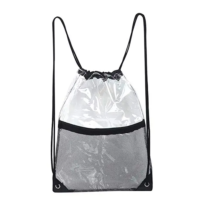

Wholesale Fashion Plastic Clear PVC Shopping Bag Waterproof Transparent Drawstring Backpack, Any custom color available