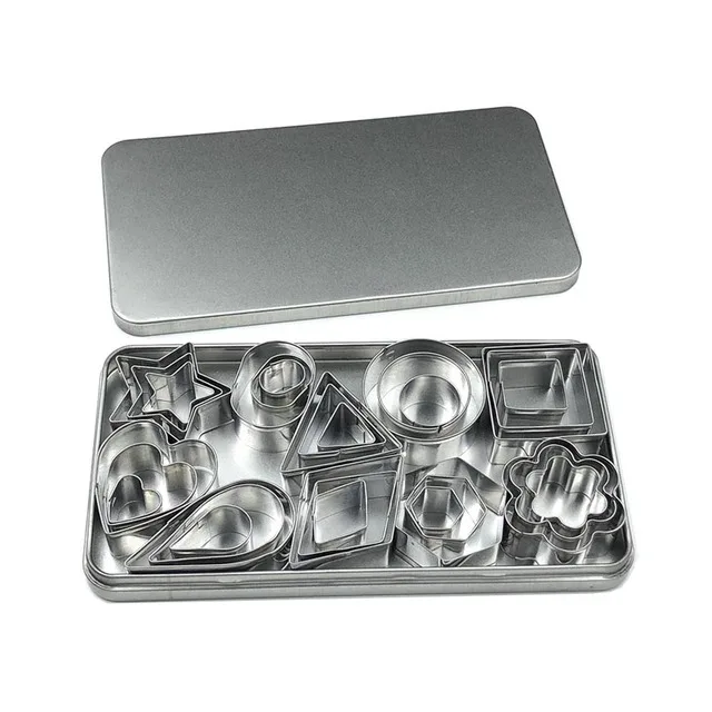

Wholesale 27/30pcs Stainless Steel Cookie Cutter Set Different Shapes Star Heart Flower Fruit Biscuit Cutter Mould Baking Tools, Silver