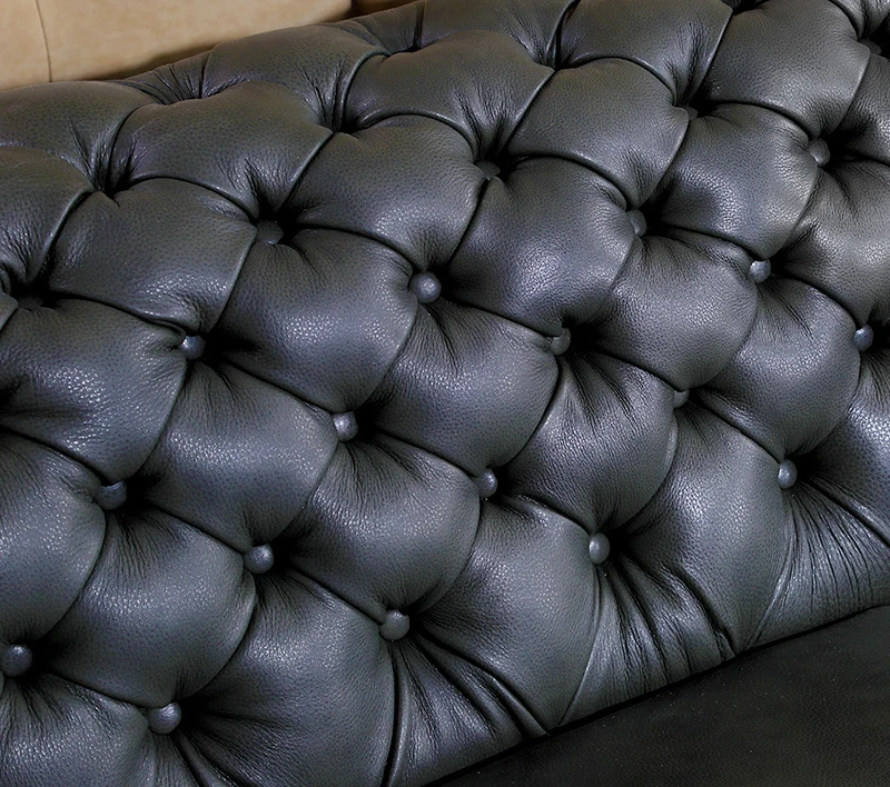 high quality modern custom italian button tufted leather sofa