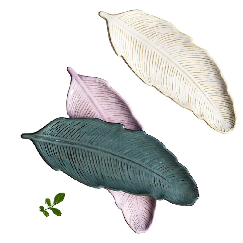 

Japanese Style Leaf Shape Sushi Plates Sushi Ceramic Plate Dish