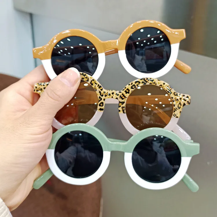 

Assorted Two Colors Lovely Cute Toddler Boy Girls Sun Glasses Shades Flexible Fashion Customized Children Round Sunglasses Kids