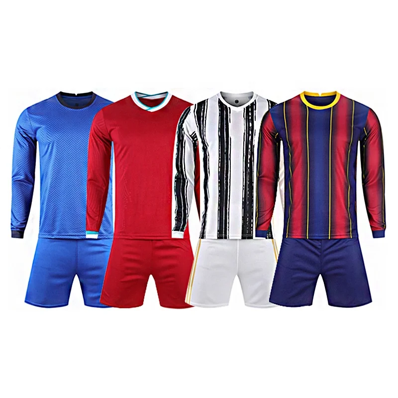

2021 2022 Blank Custom logo name number adult Football Hot Club Team Uniform Long Sleeve Soccer jersey, As picture