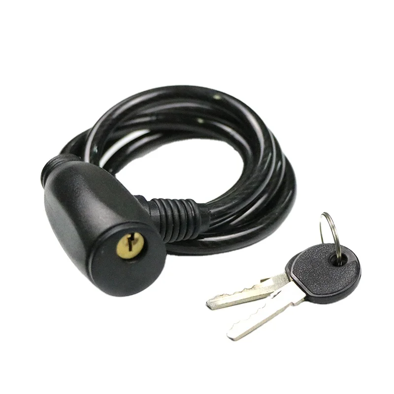 

OEM durable pvc cover steel wire cable keyed lock with brass lock cylinder and keys, Black
