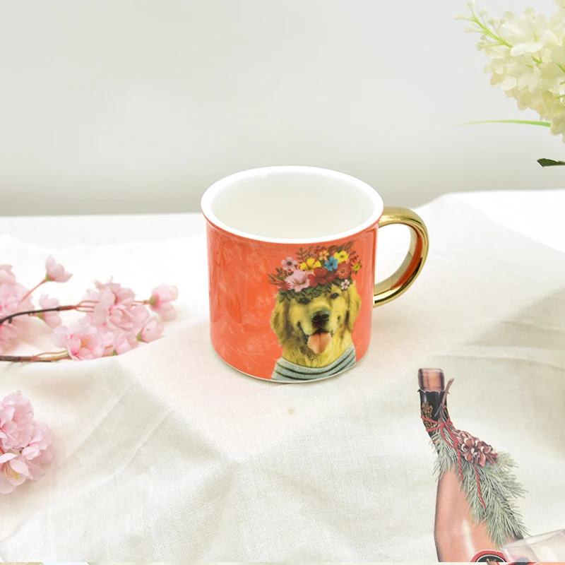 

creative vintage ceramic tumbler travel coffee water mug custom logo cheap breakfast milk tea cup, Pink/blue