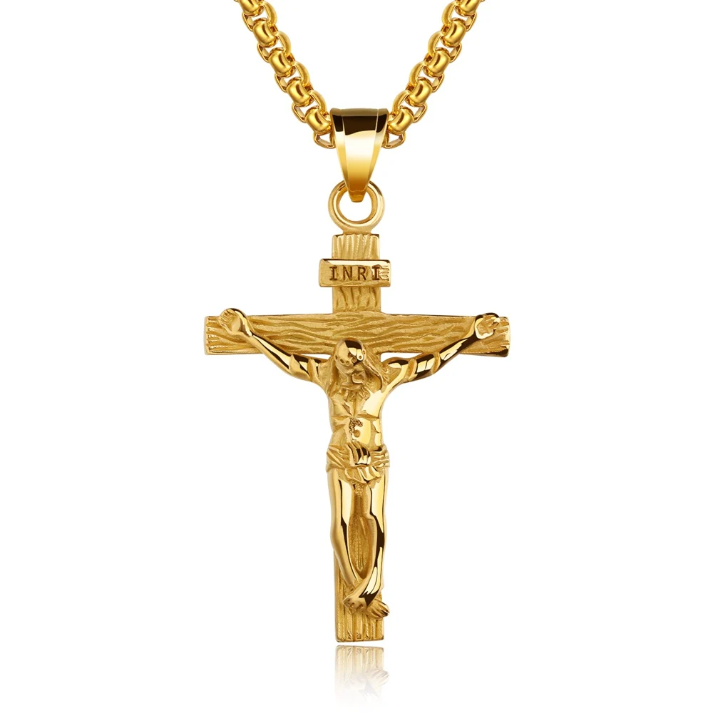 

Cross-border e-commerce supply Jesus cross titanium steel men's pendant necklace pure steel with chain wholesale jewelry