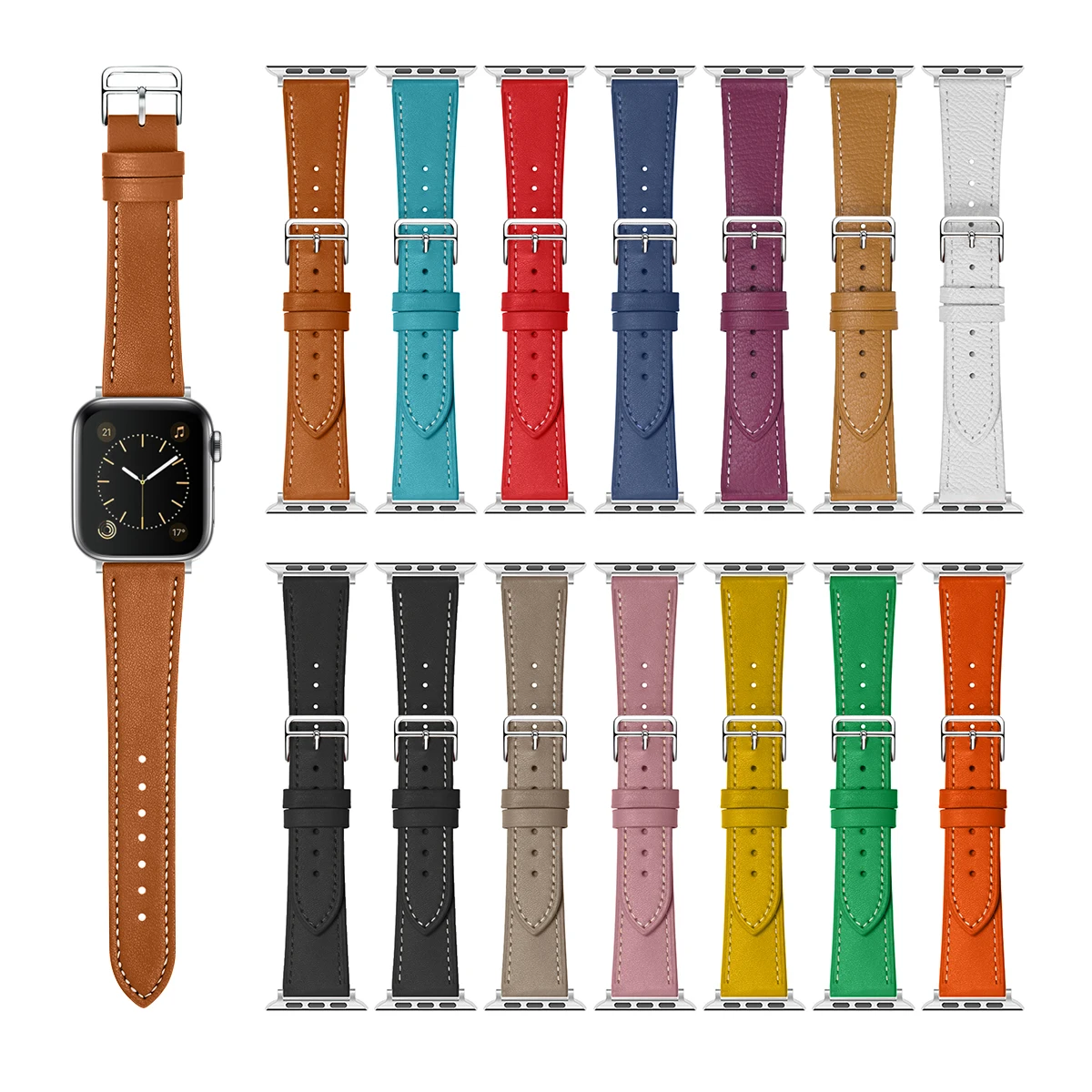 

Smart Single Tour Leather Watch Band Strap For Iwatch,Genuine Leather Band 38mm 40mm 42mm 44mm For Apple Watch 6 Se 5