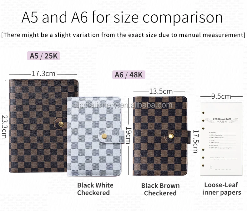 Hot Selling A5 A6 Designed Customized Gold Ring Binder Agenda Journal Diary  Checkered Planner Notebooks - China Notebook, Note Book