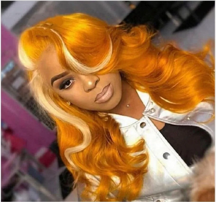 

Synthetic Wigs For Women High End Yellow Hair Natural Body Wave Long Cosplay Headgear, Pics