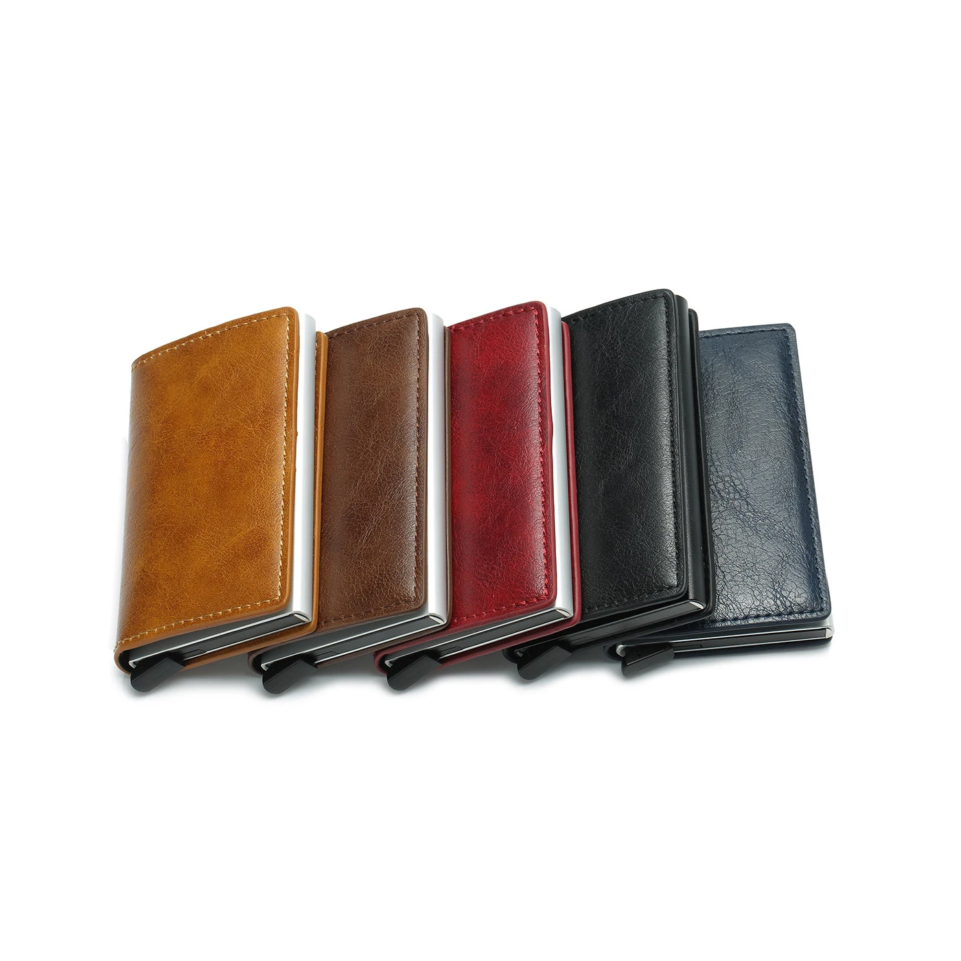 

Automatic pop up Fashion Business Card Card Pack PU Material Anti theft brush RFID Wallet, Mix