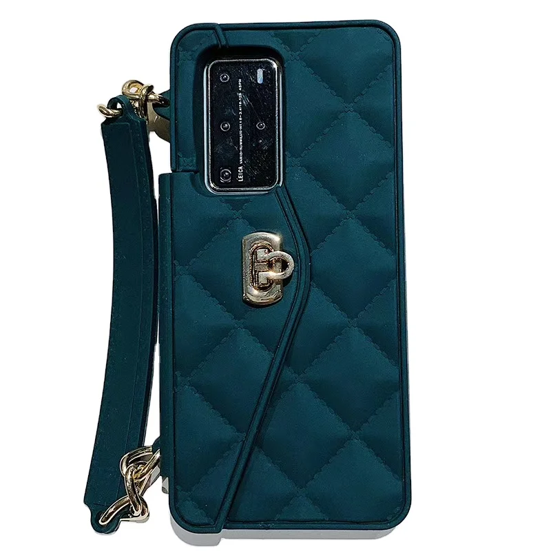 

Luxury Crossbody Handbag Phone Case For Huawei P40 pro Nova 7 mate 30 Silicon Card Slot Lanyard Wallet Case Bag