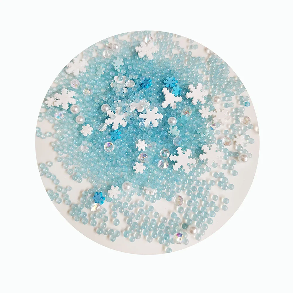 Hot Sell Blue Theme Mini Blue Beads White Snow Pear Beads for Making Diy Slime Decor