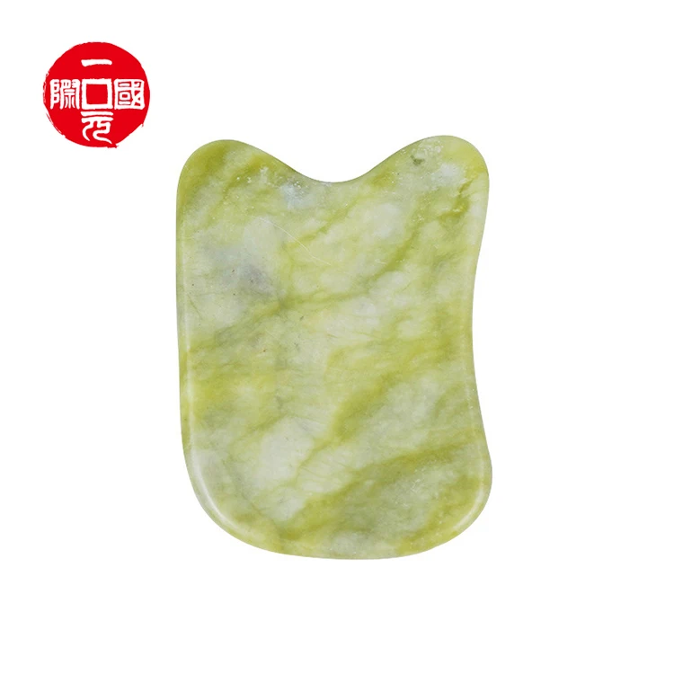 

Wholesale Natural Green Jade Health Care Body Face Board Scraping Gua Sha Massage Stone for Sale