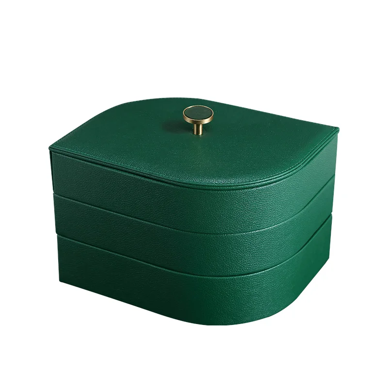 

Wholesale Luxury Large Leaf Jewelry Box Organizer Custom Logo Leather Necklace Ring Earring Jewellery Tray Storage Gift Case, Green, white