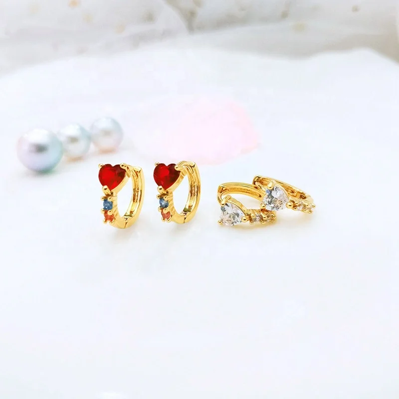 

18k gold plated heart shape gemstone earcuff earrings for women 2020 jewelry