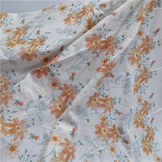 

Fabric for Women Garment Factory New Poplin with Multi Color Embroidery Design Lace Voile Embroidered embroidery cotton cord, Accept customized color