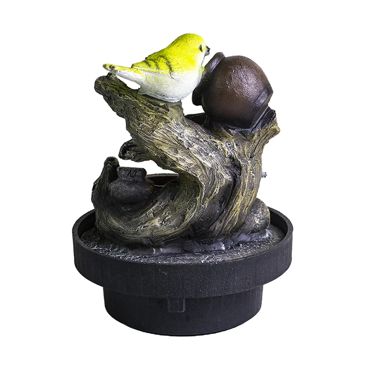 Two Bird Decorative Indoor Desktop Polyresin Water Fountain With Light