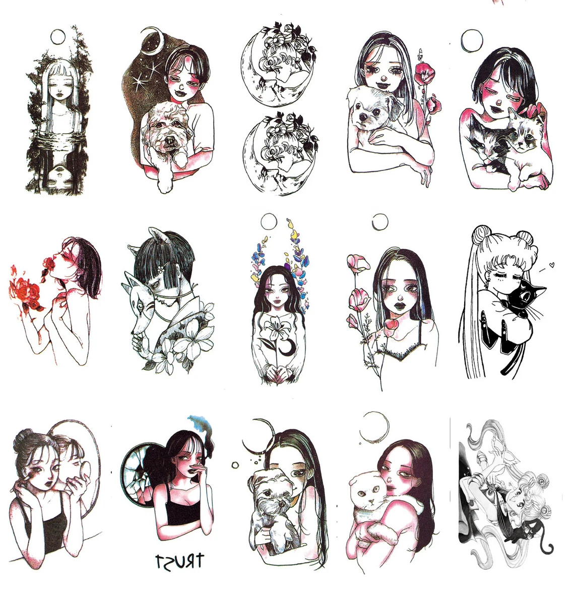 

Waterproof Temporary Tattoo Sticker sexy baby's breath flower tatto birds gun feather Water Transfer fake flash tattoos makeup