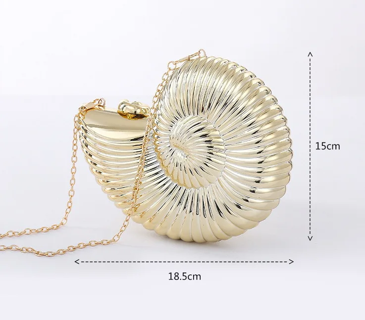 

JANHE Sac a main femme Luxury Metal Wedding Box Purses Bridal Handbags Acrylic Bag Women Golden Evening Bags Conch Box Clutches, Silver/ golden