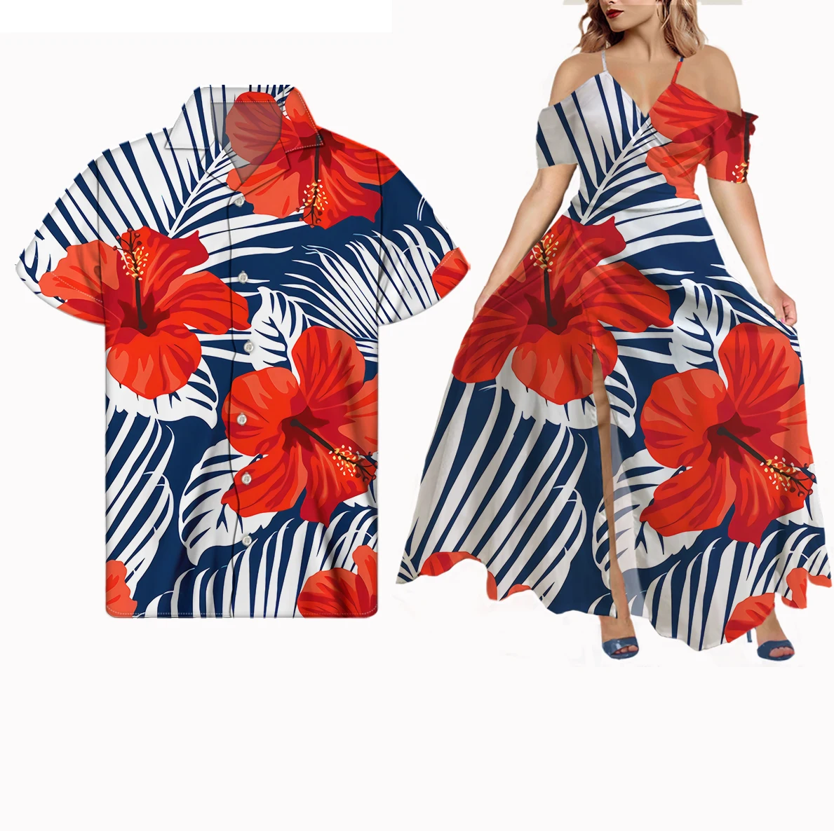 

Hibiscus Floral Style Print Design Dresses Women Short Sleeve Elegant Plus Size Long Dress Summer lover clothing