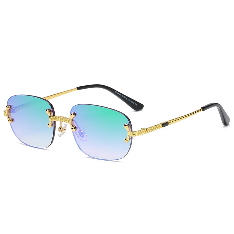 

2021 High Quality Rectangle Sunglasses Rimless Men Fashion Square Metal Sun Glasses Women Frameless Mirror Lens UV400, Picture shows