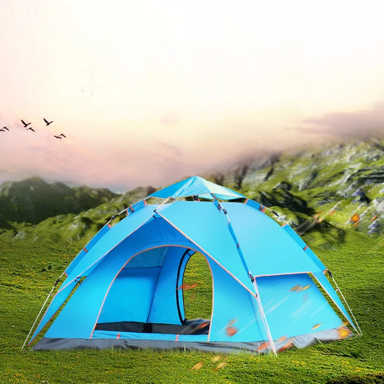 

Outdoor tent 3-4 people rainproof family camping tent quick opening double-layer camping thickened hydraulic tent, Customized color