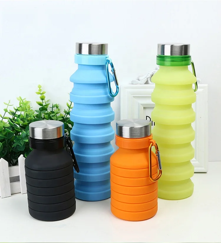 Water Bottles 550ml Portable Silicone Retractable Folding Water Bottle Outdoor Travel Yoga Gym Telescopic Collapsible Sport Tool