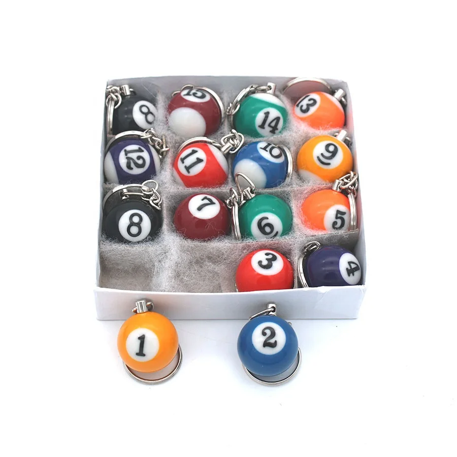 

A Set of 16pcs Billiards Pool Ball  Model Keychain Key Rings Key Chains