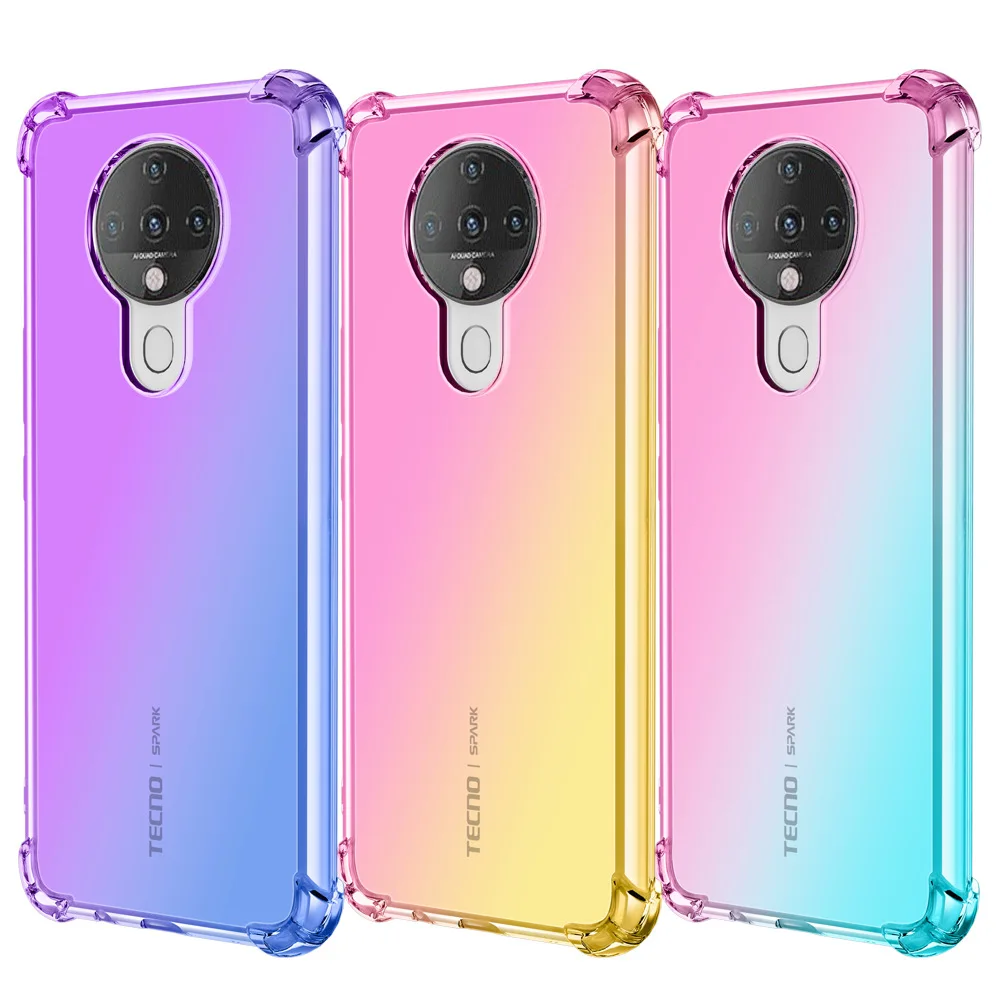 

Shockproof Gradient mobile phone case for Tecno Spark 6 Spark Go 2020 tpu case cover, 6 colors as picture shows