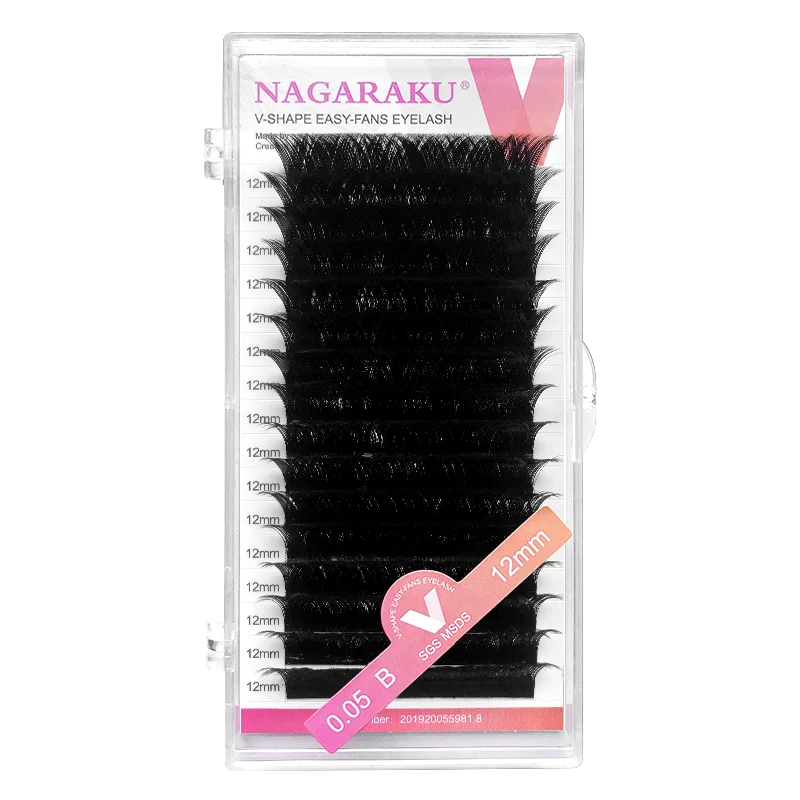 

NAGARAKU Makeup V Shape Auto-Fans Eyelash Extension Volume Lashes Maquiagem Cilios 0.05mm Easy-Fans Premium Eyelash, Natural black