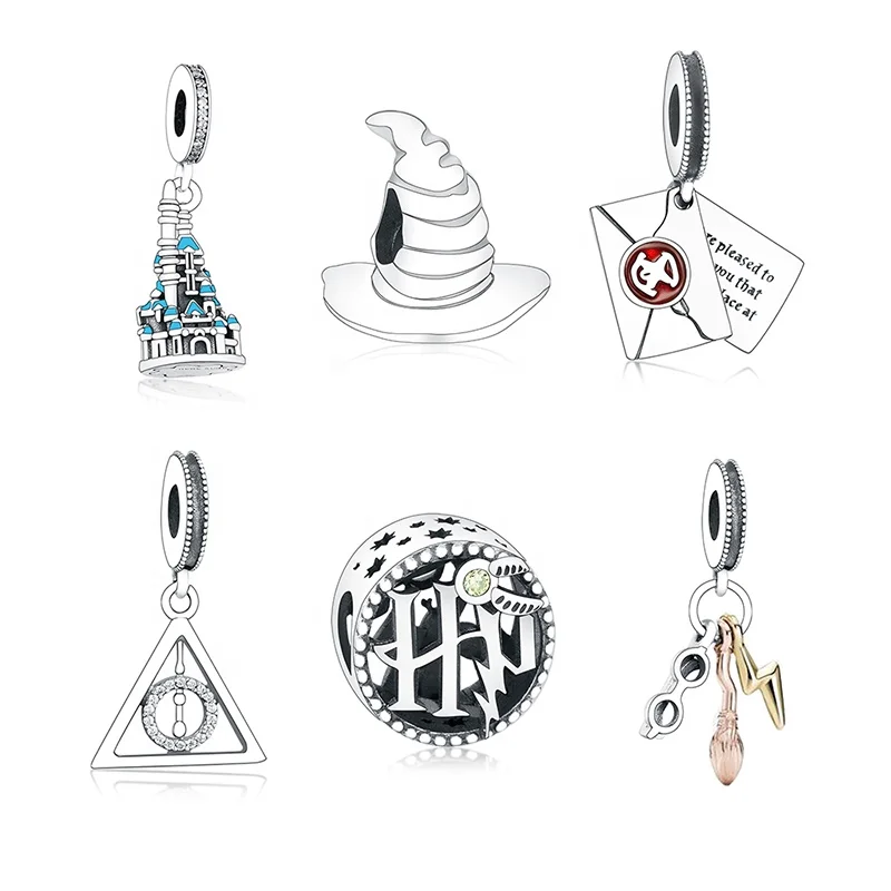 

Wholesale Harry Potter Charms Beads 925 Sterling Silver Heart Hogwarts Express Train Charms for Jewelry Making