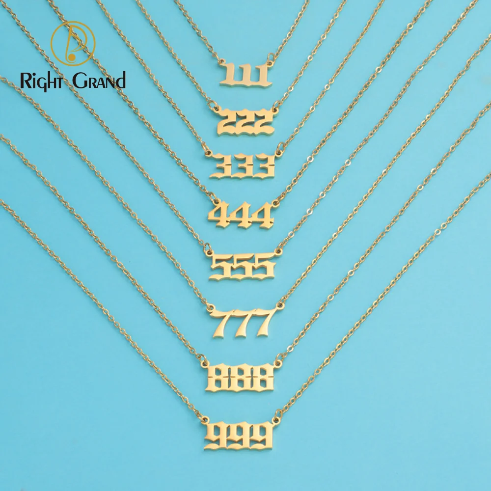 

New arrival fashion angel number necklace 18k gold stainless steel chain 111-999 pendant necklace jewelry