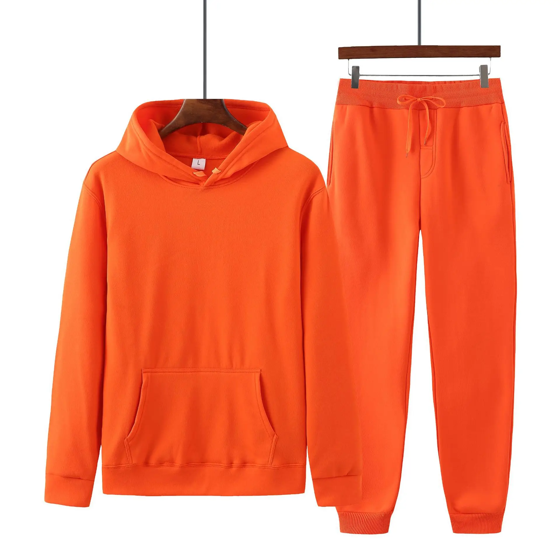 

Wholesale Unisex Polyester Long Sleeve Sweatpants and Hoodies Set with Jogers, Custom colors