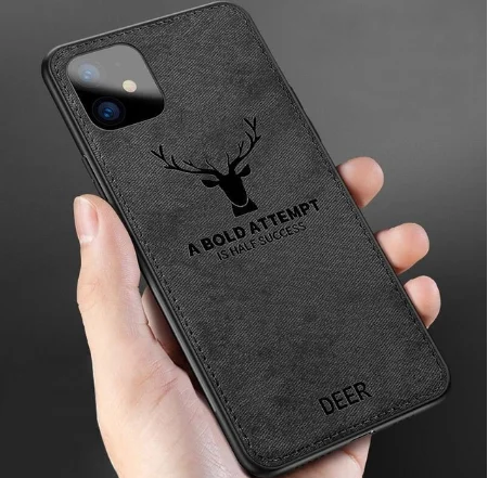 

Ultra-thin Christmas Deer Cloth Phone Case For iPhone11 Pro Xsmax XS XR X 8 7 6s Plus Simple Silicone Fabric Cover Coque Fundas