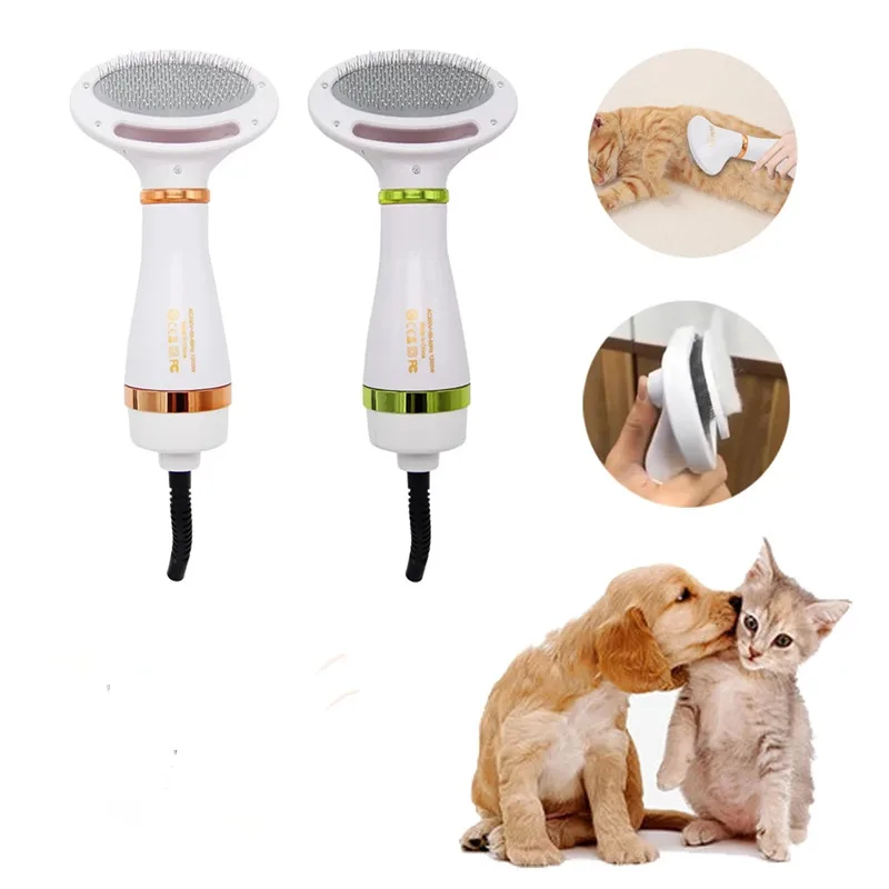 

Pet Brush And Dryer 2 in 1 Portable Fur Blower Grooming Adjustable Brush Sliding Brush Pet 3-level Temperature Adjustable