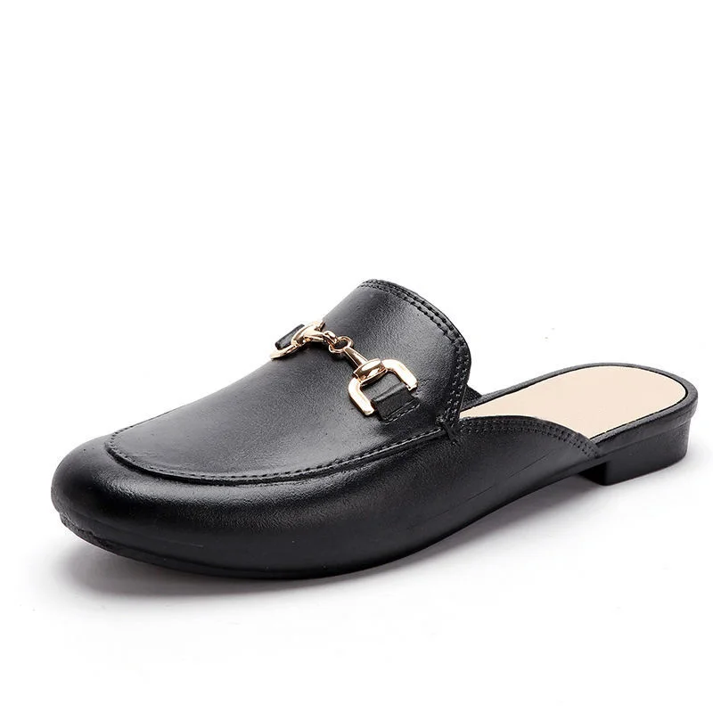 

Fashion Slip On Mules Slippers Loafers Flats for Ladies Women Round Toe Shoes Summer Sandals