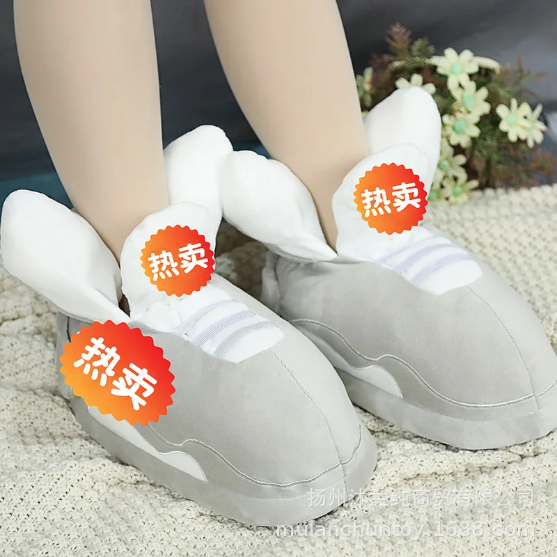 

Custom high quality soft adult size plush yeezy slippers sneakers, Picture