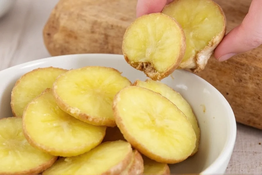 Ginger tea brewing in a glass teapot with fresh ginger slices and lemon