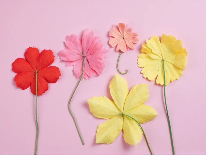 Tissue paper flower supplies laid out