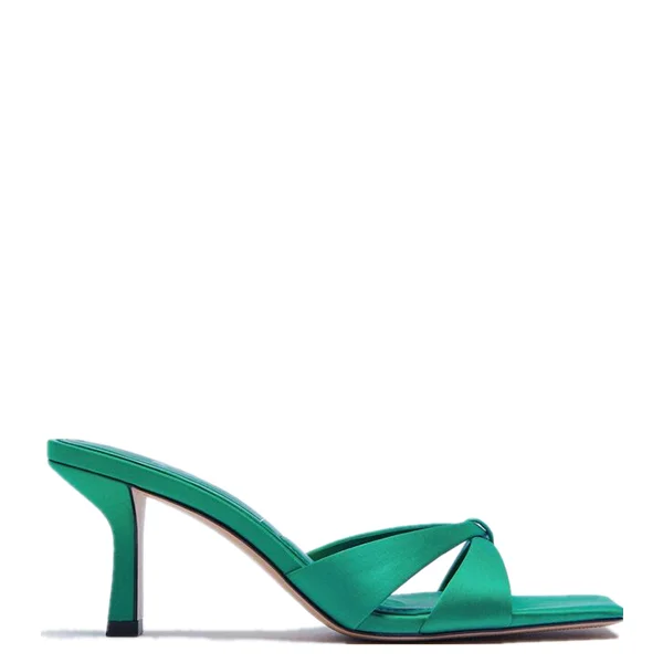 

New arrivals customized summer rome open toe cross strap women High heel slippers Woven belt Square head ladies pinch sandals