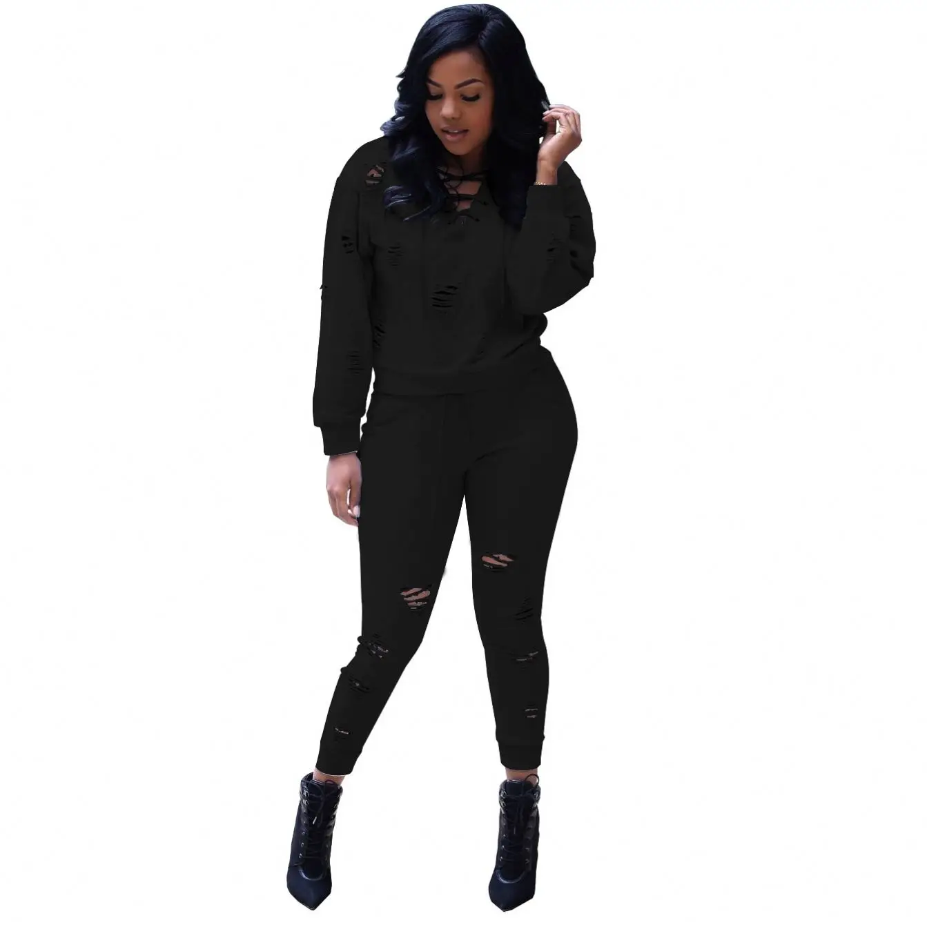

Wholesale Jogger Yoga Gym Tracksuit Outfits Long Sleeve Matching 2 Piece Set Women, Picture color