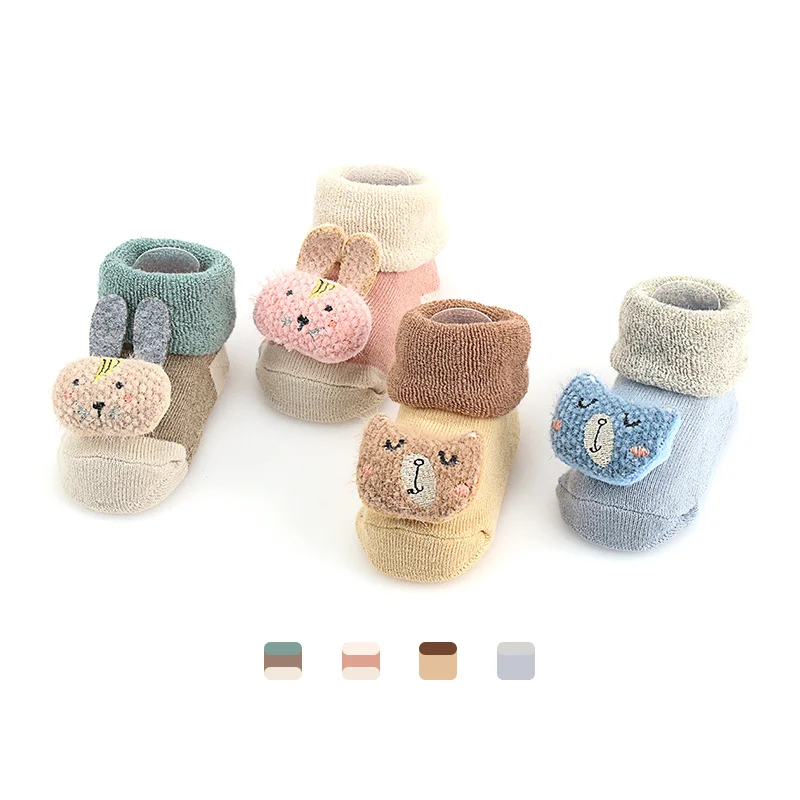 

Newborn Toddler Sock Animal Cartoon Combed Cotton Rubber Sole Baby Floor Socks Shoes