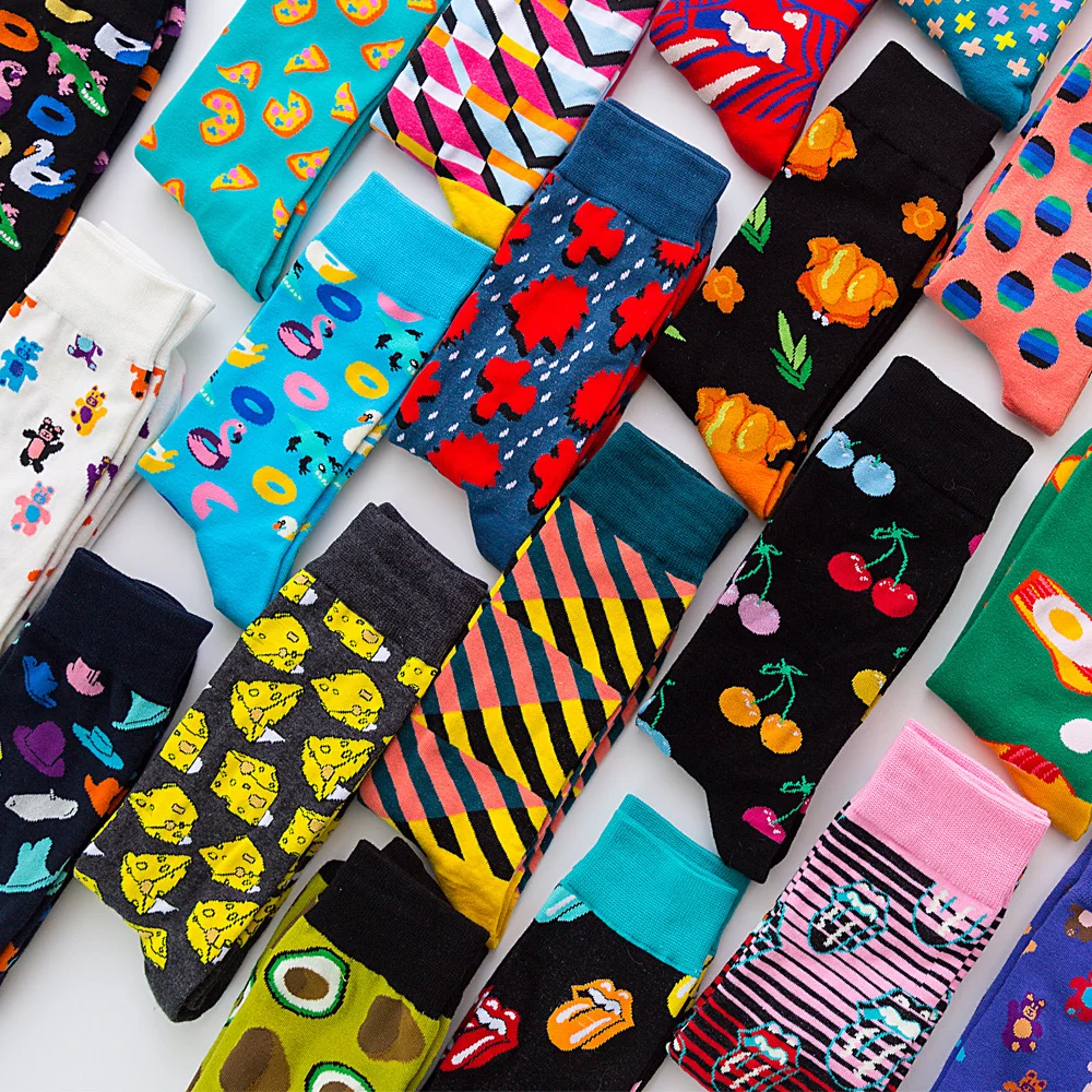 

Hip Hop Fruit Animal Patterns Cotton Women Mens Crew Sports Socks For Unisex