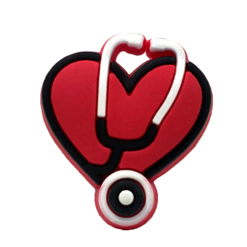 

300pcs+ custom high quality stethoscope shoe charms with tag PVC shoes charme action figure bebes accesorios for croc shoes