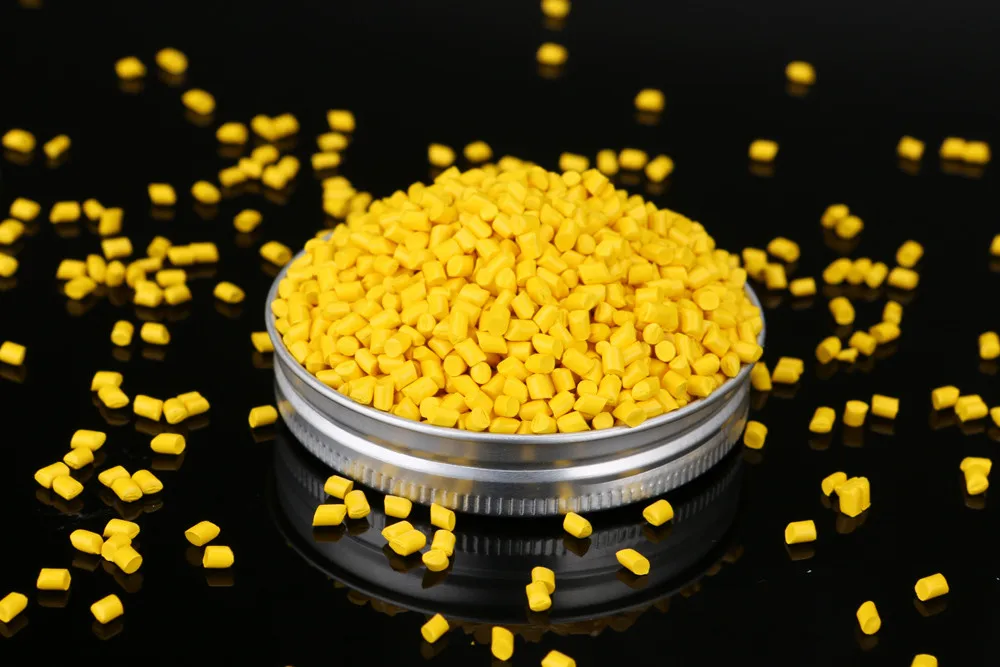 
recycled HDPE yellow color masterbatch with Plastic Raw Material Pellets price 